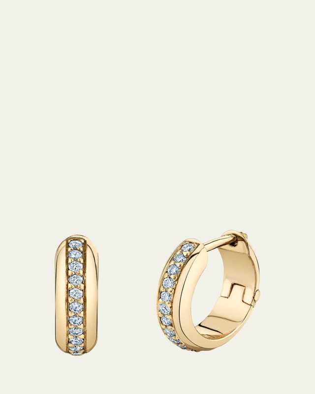 Extra-Small Single Row Pave Diamond Huggie Earrings
